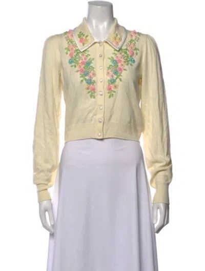 Pre-owned Loveshackfancy Floral Print Sweater W/ Tags In Neutrals