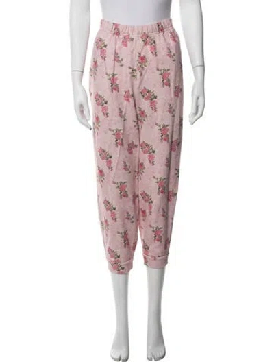 Pre-owned Loveshackfancy Floral Print Sweatpants In Pink
