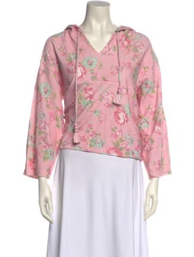 Pre-owned Loveshackfancy Floral Print V-neck Blouse In Pink