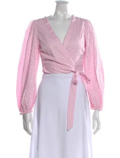 Pre-owned Loveshackfancy Floral Print V-neck Blouse In Pink