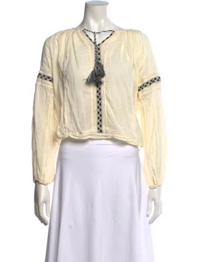 Pre-owned Loveshackfancy Floral Print V-neck Blouse In Yellow