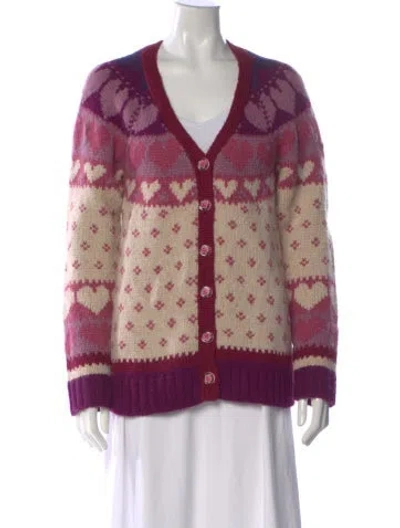 Pre-owned Loveshackfancy Floral Print V-neck Sweater In Multi