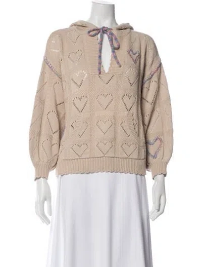 Pre-owned Loveshackfancy Floral Print V-neck Sweater In Neutral