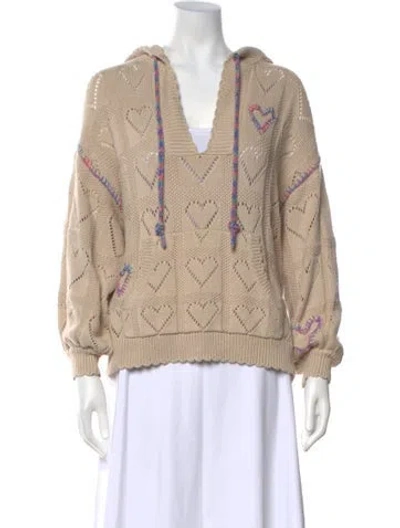 Pre-owned Loveshackfancy Floral Print V-neck Sweater In Neutrals
