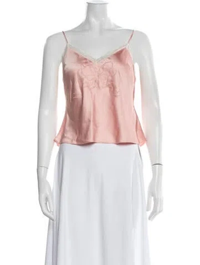 Pre-owned Loveshackfancy Floral Print V-neck Top W/ Tags In Pink