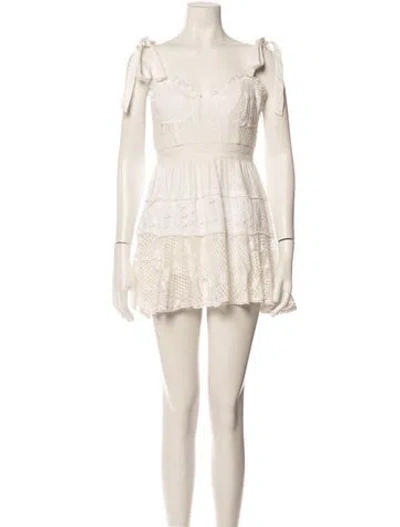 Pre-owned Loveshackfancy Floral Print V-neck Top In White
