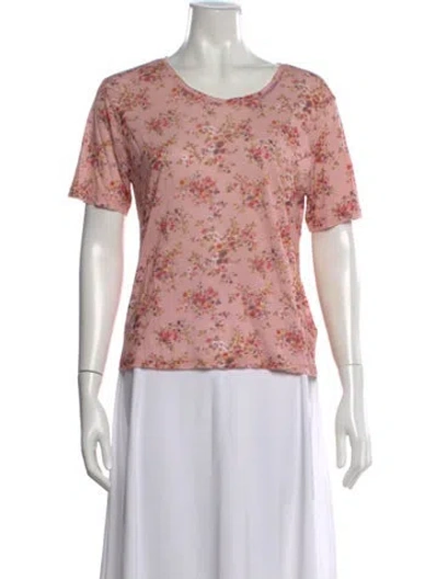 Pre-owned Loveshackfancy Floral Print V-neck T-shirt In Pink