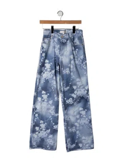 Pre-owned Loveshackfancy Floral Print Wide Leg Pants In Blue