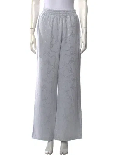 Pre-owned Loveshackfancy Floral Print Wide Leg Pants In Gray