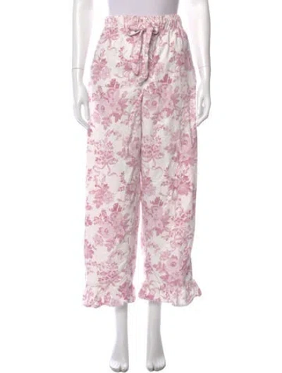 Pre-owned Loveshackfancy Floral Print Wide Leg Pants In Pink