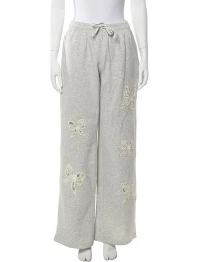 Pre-owned Loveshackfancy Floral Print Wide Leg Pants W/ Tags In Gray