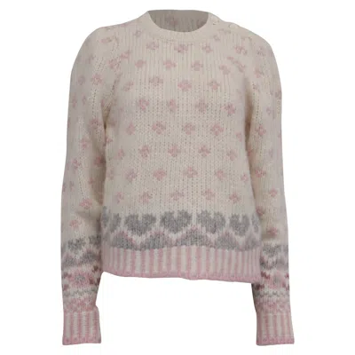 Pre-owned Loveshackfancy Floral-embroidered Sweater Multicolor Alpaca Wool