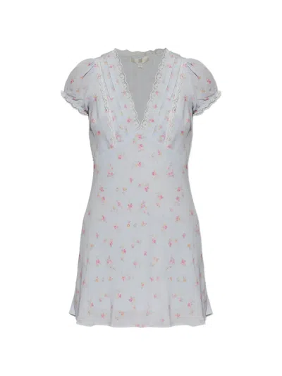 Loveshackfancy Floral-print Lace-trimmed Mini Dress In Multi