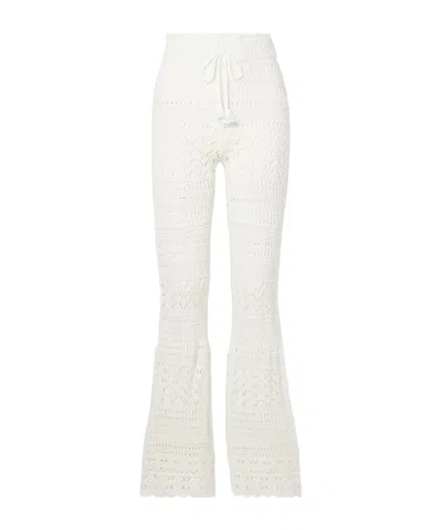 Loveshackfancy Fosta Crocheted Cotton Flared Pants In White