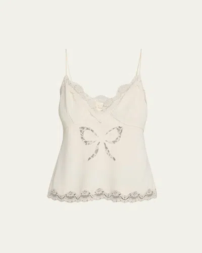 Loveshackfancy Fox Bow Cami Top In White
