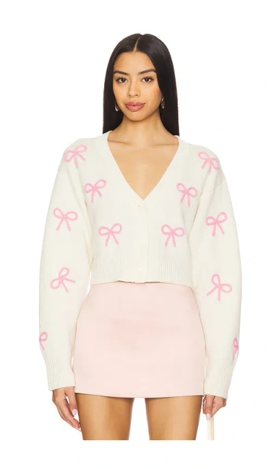 Loveshackfancy Francette Cardigan Darling Pink In Ivory