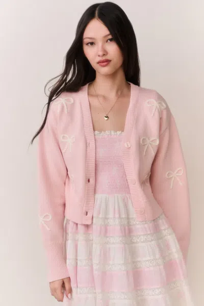Loveshackfancy Francette Cardigan Petal Meringue In Pink