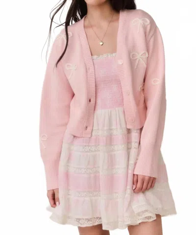 Loveshackfancy Francette Cropped Knit Cardigan In Petal Meringue In Multi