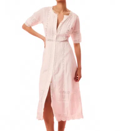 Loveshackfancy Francilla Midi Dress In Optic White In Pink