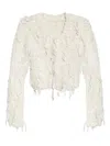 Loveshackfancy Frayed Cardigan In White