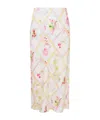 Loveshackfancy Castle Silk-blend Fruit Print Midi Skirt In Multi