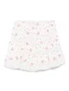 Loveshackfancy Smocked Waist Tiered Mini Skirt With Floral Embroidery In White