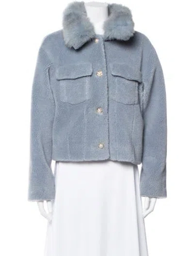 Pre-owned Loveshackfancy Fur Jacket W/ Tags In Blue
