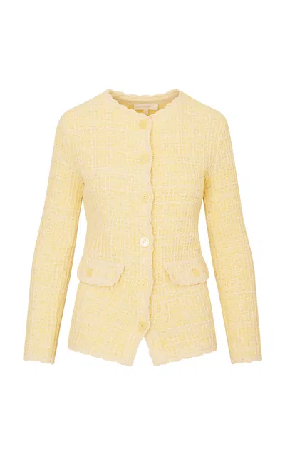 Loveshackfancy Gaililee Knit Cotton-blend Cardigan In Yellow