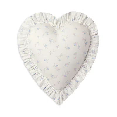 Loveshackfancy Garden Bow Ruffle Heart Pillow In White
