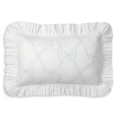 Loveshackfancy Garden Bow Ruffle Lumbar Throw Pillow In Gray