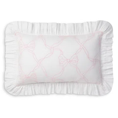 Loveshackfancy Garden Bow Ruffle Lumbar Throw Pillow In Pink