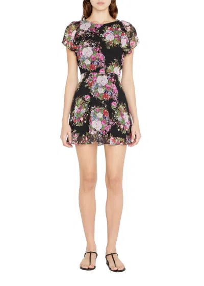 Loveshackfancy Garner Dress In Black Floral Midnight Muse In Multi