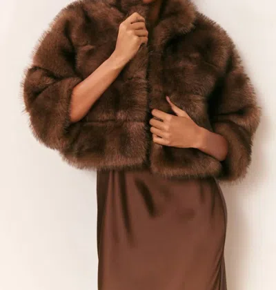 Loveshackfancy Gelman Faux Fur Jacket In Dark Sable In Brown