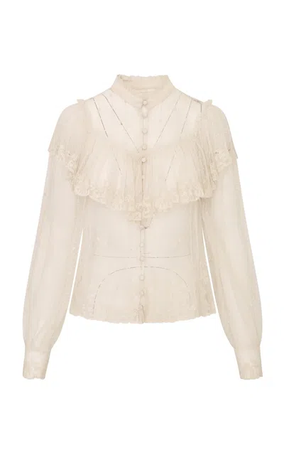 Loveshackfancy Gemmi Vignette Embroidery Blouse In White
