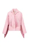Loveshackfancy Geraline Fringed Leather Jacket In Pink