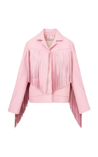 Loveshackfancy Geraline Fringed Leather Jacket In Pink