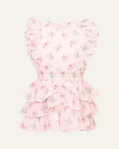 Loveshackfancy Kids' Girl's Decker Ruffled Floral Cotton Dress In Multi