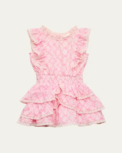 Loveshackfancy Kids' Girl's Decker Sweetheart Cotton Dress In Pink