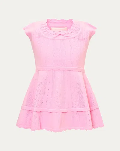 Loveshackfancy Kids' Girl's Jovie Pointelle Knit Mini Dress In Multi