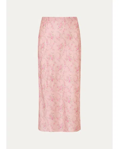 Loveshackfancy Kids' Girl's Kalo Floral Silk-blend Skirt In Pink