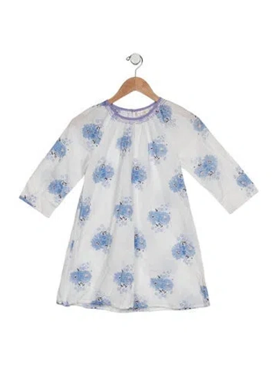 Pre-owned Loveshackfancy Kids' Girl's Long Sleeve Dress In Blue/white