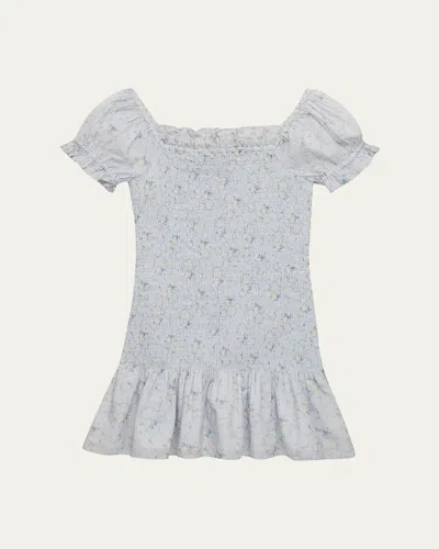 Loveshackfancy Kids' Girl's Mosa Floral Cotton Dress In Gray