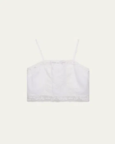 Loveshackfancy Kids' Girl's Quince Cotton Lace Crop Top In Gray