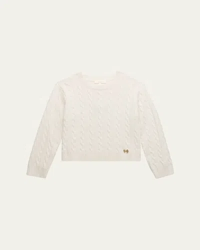 Loveshackfancy Kids' Girl's Sallie Cable-knit Sweater In White