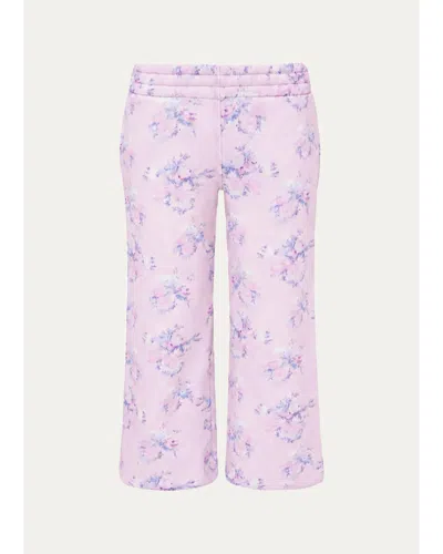 Loveshackfancy Kids' Girl's Selbie Floral Sweatpants In Purple