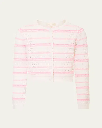 Loveshackfancy Kids' Girl's Tween Amarilly Crochet Cardigan In Pink