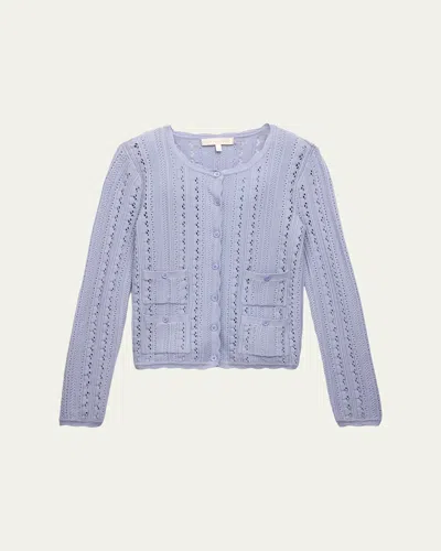 Loveshackfancy Kids' Girl's Tween Emlynn Stretch Pointelle Cardigan