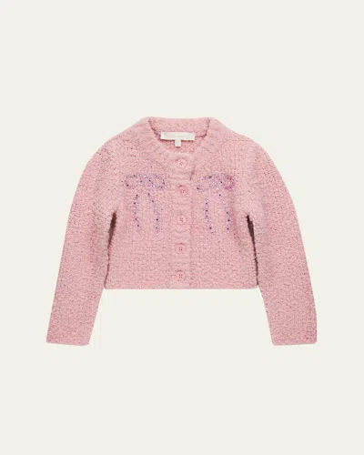 Loveshackfancy Kids' Girl's Tween Journelle Embellished Cardigan, S-l In Pink