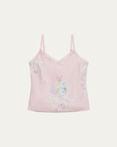 Loveshackfancy Kids' Girl's Tween Lirena Floral Satin Top In Pink