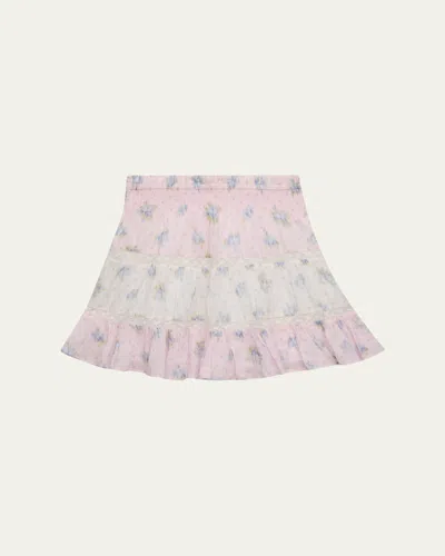 Loveshackfancy Kids' Girl's Tween Raf Mixed Print Skirt In Pink